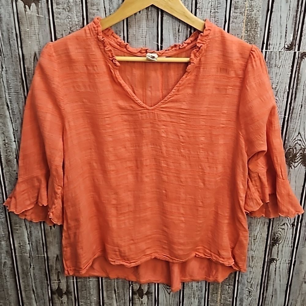 Dolan Tandy Ruffle Blouse Large - Picture 3 of 8